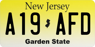 NJ license plate A19AFD