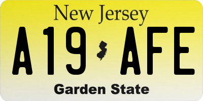 NJ license plate A19AFE