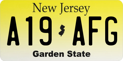 NJ license plate A19AFG