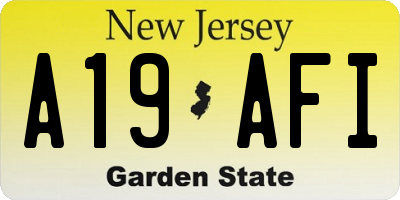 NJ license plate A19AFI