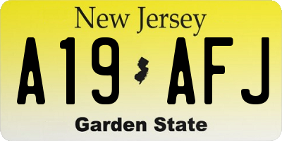 NJ license plate A19AFJ