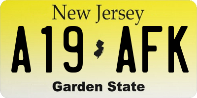 NJ license plate A19AFK