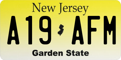 NJ license plate A19AFM