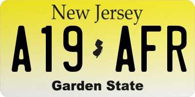 NJ license plate A19AFR