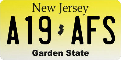 NJ license plate A19AFS