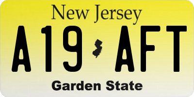 NJ license plate A19AFT