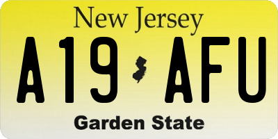 NJ license plate A19AFU