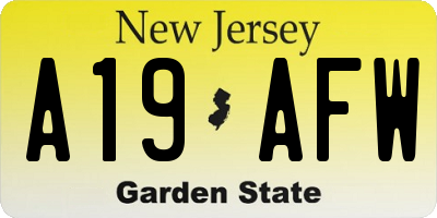 NJ license plate A19AFW