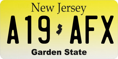NJ license plate A19AFX