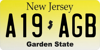 NJ license plate A19AGB