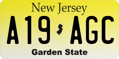 NJ license plate A19AGC