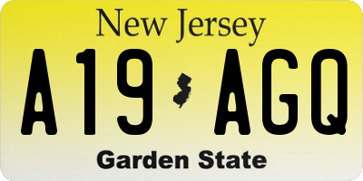 NJ license plate A19AGQ