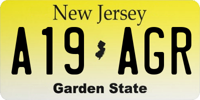 NJ license plate A19AGR