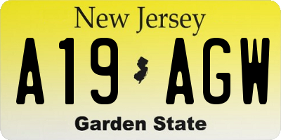 NJ license plate A19AGW