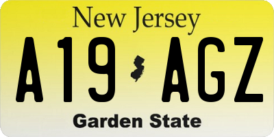 NJ license plate A19AGZ