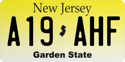 NJ license plate A19AHF
