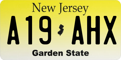 NJ license plate A19AHX