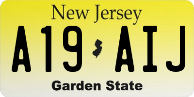 NJ license plate A19AIJ