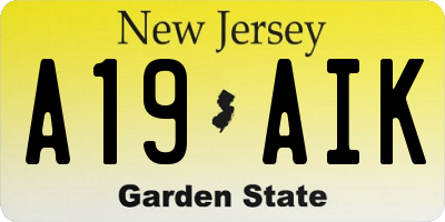 NJ license plate A19AIK