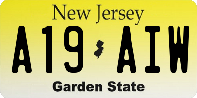 NJ license plate A19AIW