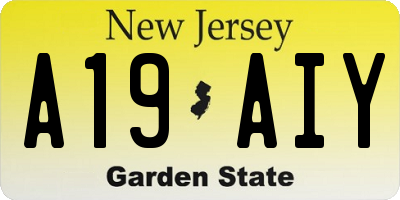NJ license plate A19AIY