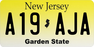 NJ license plate A19AJA