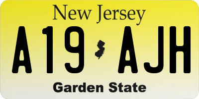 NJ license plate A19AJH
