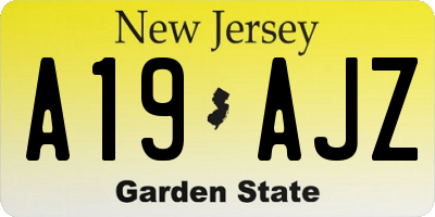 NJ license plate A19AJZ