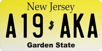 NJ license plate A19AKA
