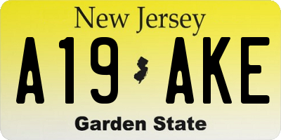 NJ license plate A19AKE