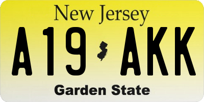 NJ license plate A19AKK