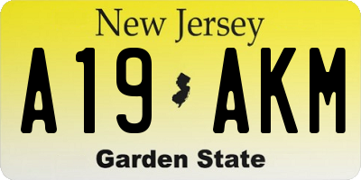 NJ license plate A19AKM