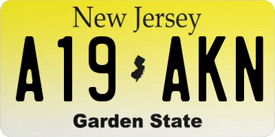 NJ license plate A19AKN