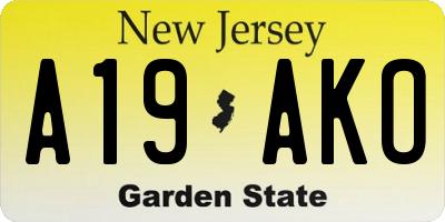 NJ license plate A19AKO