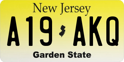 NJ license plate A19AKQ