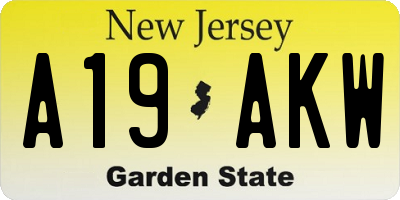NJ license plate A19AKW