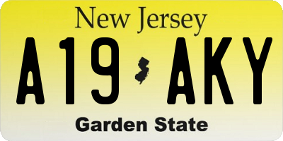 NJ license plate A19AKY