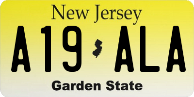 NJ license plate A19ALA