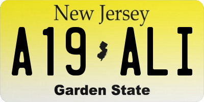 NJ license plate A19ALI
