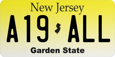NJ license plate A19ALL