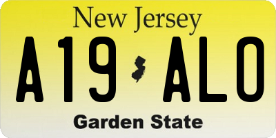 NJ license plate A19ALO