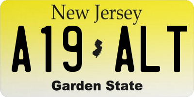 NJ license plate A19ALT