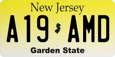 NJ license plate A19AMD