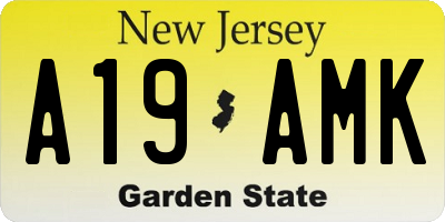 NJ license plate A19AMK
