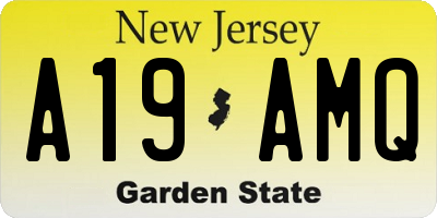 NJ license plate A19AMQ