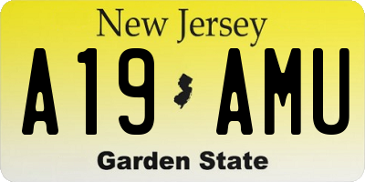 NJ license plate A19AMU