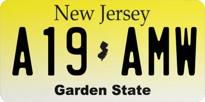 NJ license plate A19AMW