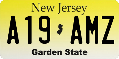 NJ license plate A19AMZ