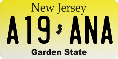 NJ license plate A19ANA