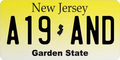 NJ license plate A19AND